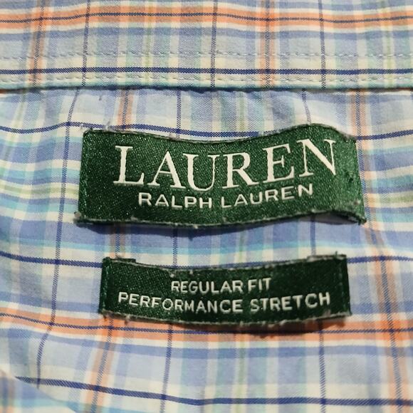 Lauren Ralph Lauren 17x34/35 Long-sleeved blue plaid button-up regular fit - Picture 2 of 14